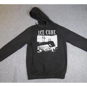 Ice Cube Hooded Pullover Hoodie Sweatshirt Vintage Acid Wash Black Adult Small